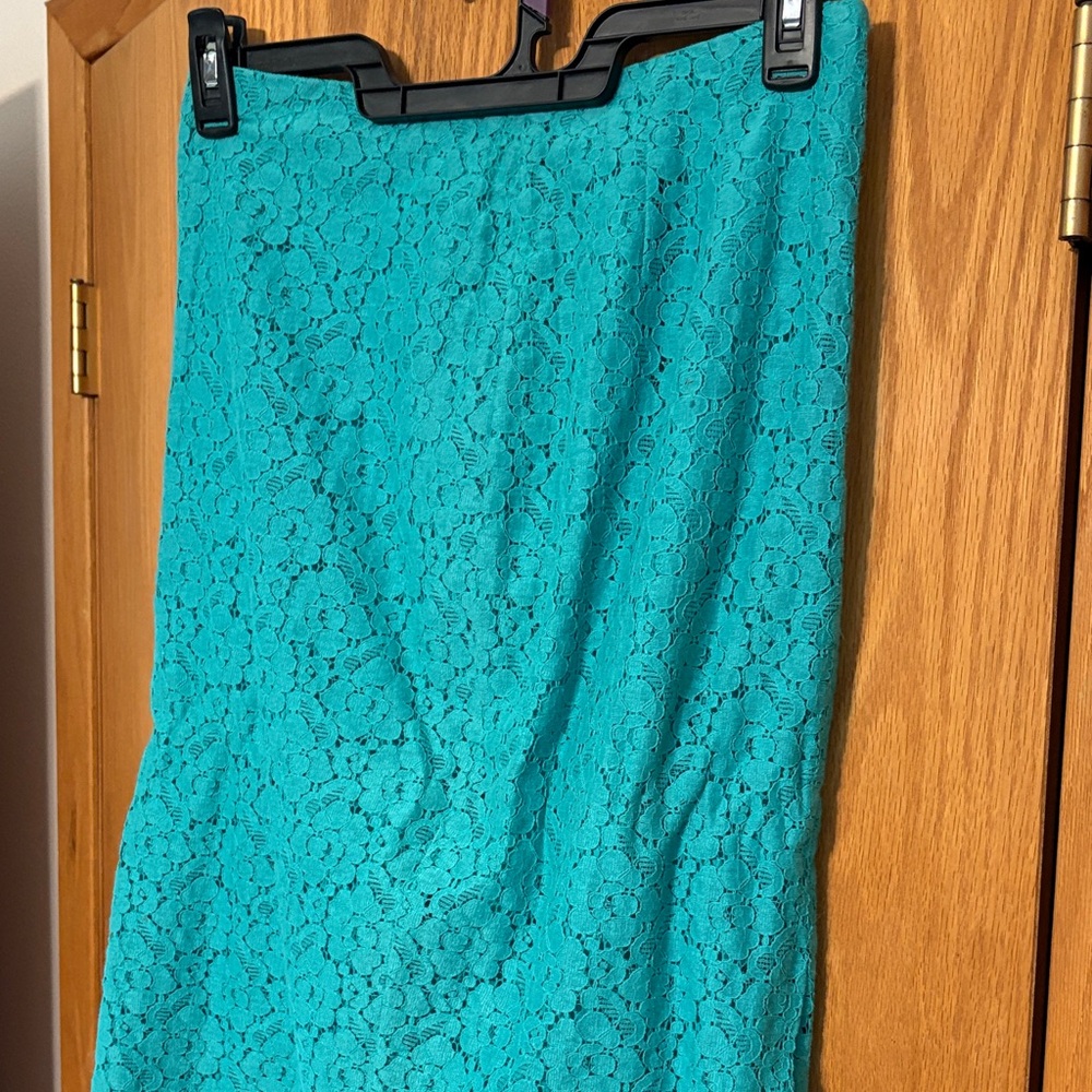 Ann Taylor Turquoise Lace A-Line Skirt